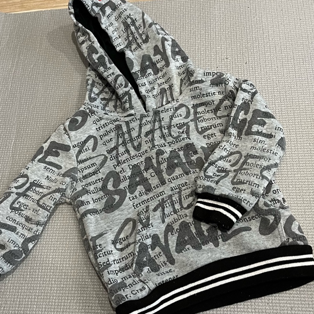 Salvage Gray Hoodie with Black and White Details